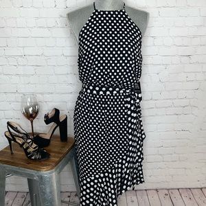 EXPRESS Black & White Asymmetrical Dress
